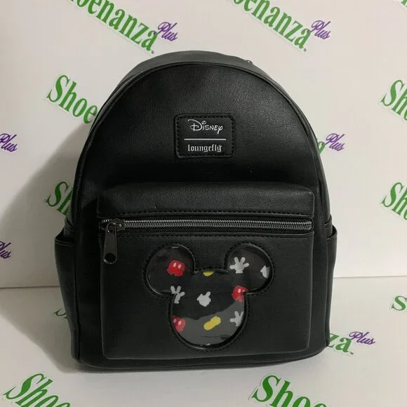 Loungefly Mini Backpack Disney Mickey Mouse Pin Collector Pockets Black Bag